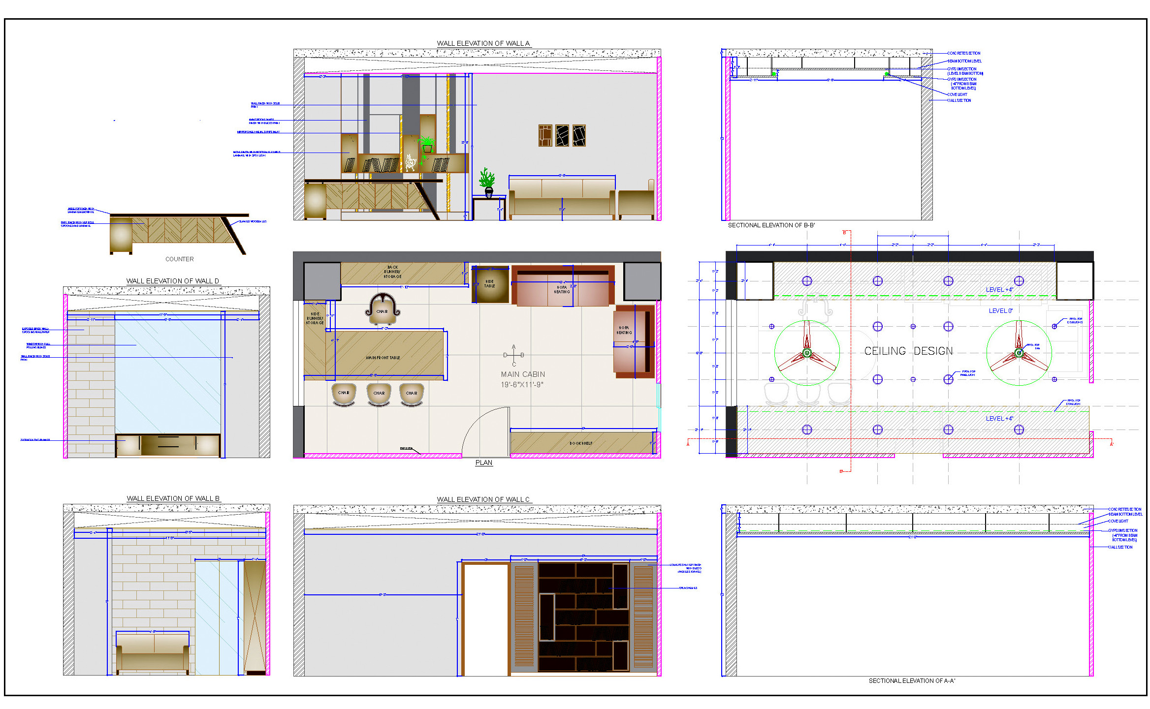 Modern Office Cabin Interior Design CAD Drawing